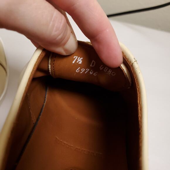 New ALLEN EDMONDS Leather Tan Cream Err Park Ave. Sneaker Oxford Shoes Sz 7.5 D